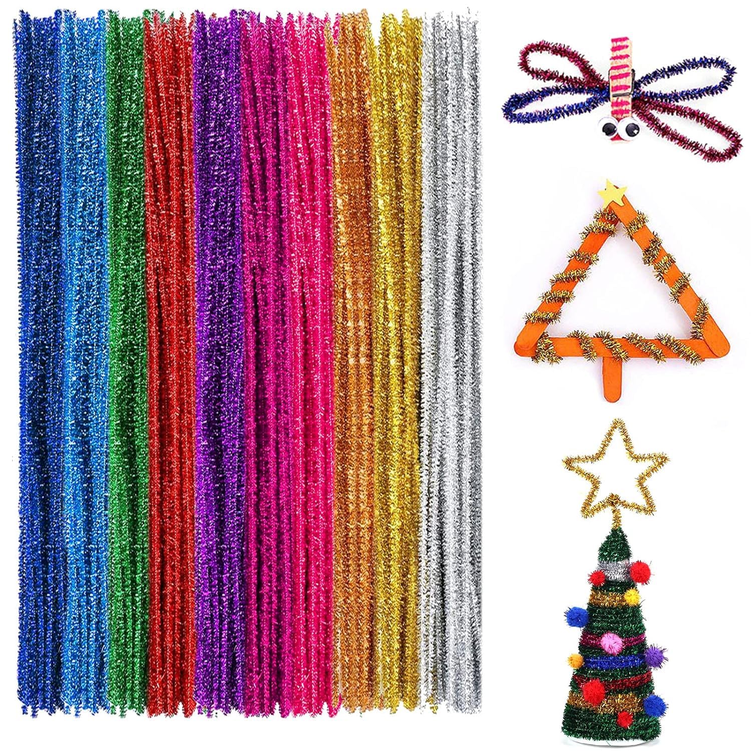[100 PCS] Pipe Cleaners Craft Supplies for 10 Assorted Colors,Pipe Cleaner Chenille Stems, for Pipe Cleaners Craft Supplies DIY Arts & Crafts Creative Decoration