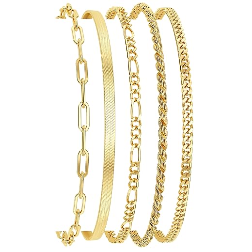 5-Piece 14K Gold Bracelet Set