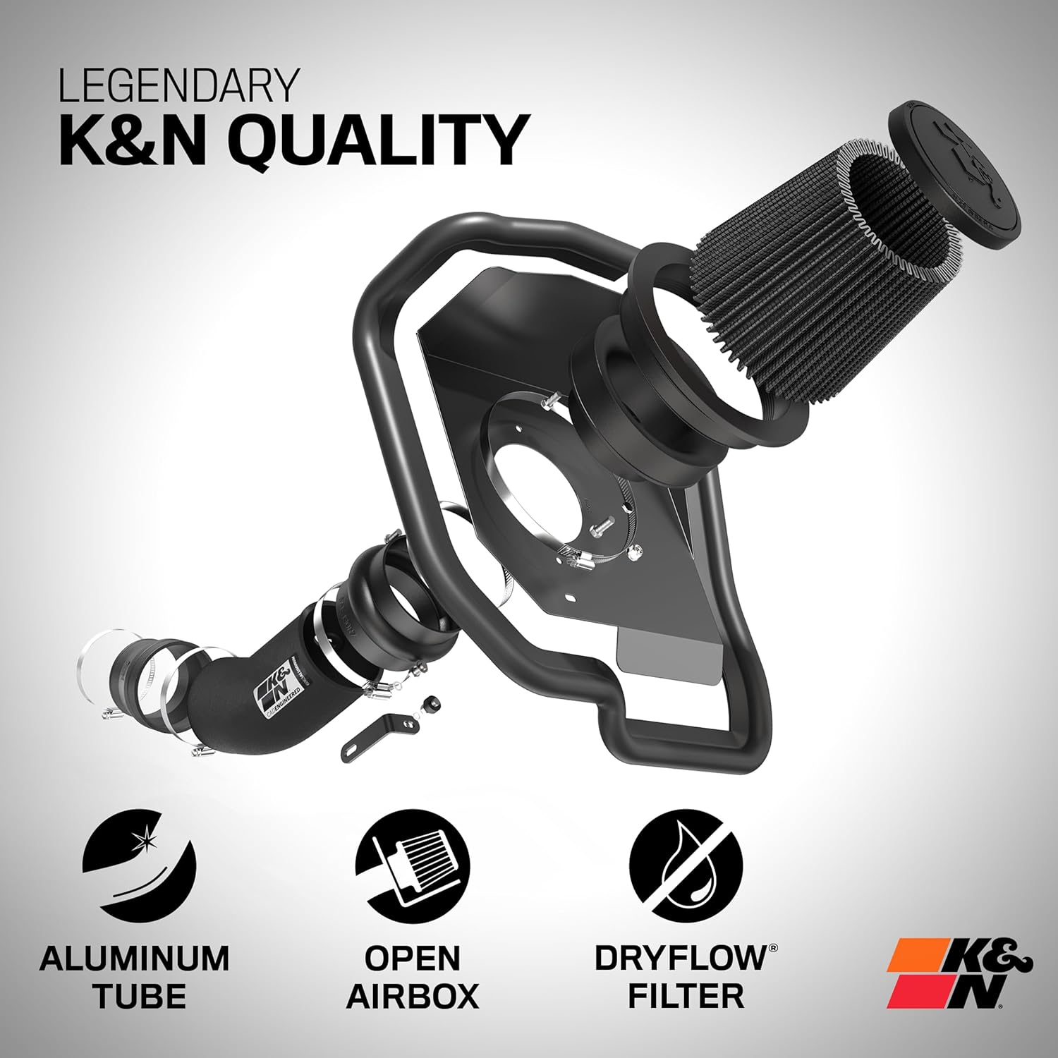 K&N Cold Air Intake Kit: Increase Acceleration & Engine Growl, Guaranteed to Increase Horsepower up to 19HP: Compatible with 5.0L, V8, 2015-2017 Ford Mustang, 71-3535