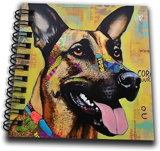 Mini Notepad 4 x 4 inch - German Shepherd Mixed Media Collage AI Generated Art