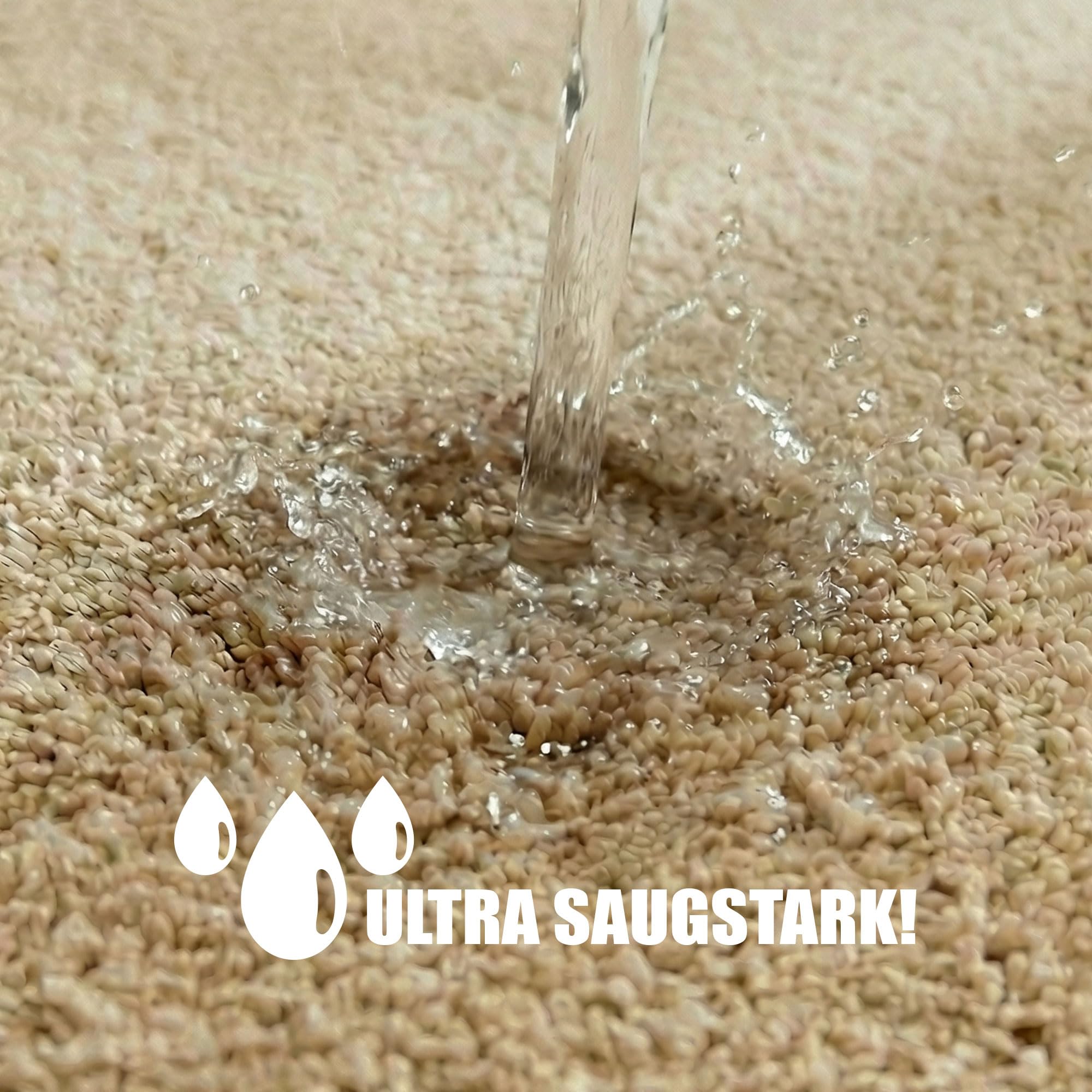 HELLSER Badezimmerteppich MIRA | Badematte rutschfest & Waschbar | Weicher Mikrofaser Badteppich | Saugfähig & Schnelltrocknend | Oeko-TEX Badvorleger für Fußbodenheizung | Beige | 60x120 cm