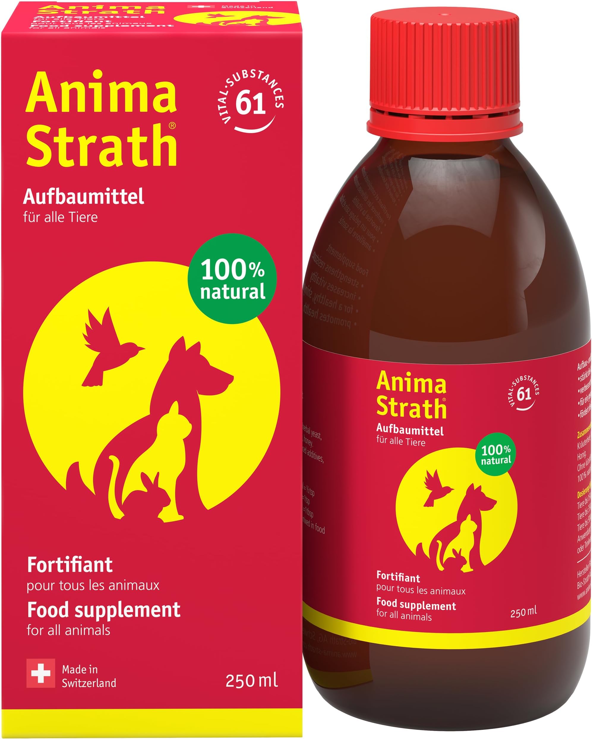 Anima-Strath Natural Herbal Yeast Liquid Vitamin Supplement for Dogs & Cats | Immunity Support & Digestion Aid with 61 Vital Nutrients, Vitamins, Minerals, Amino Acids & Prebiotic Qualities (250 ml)