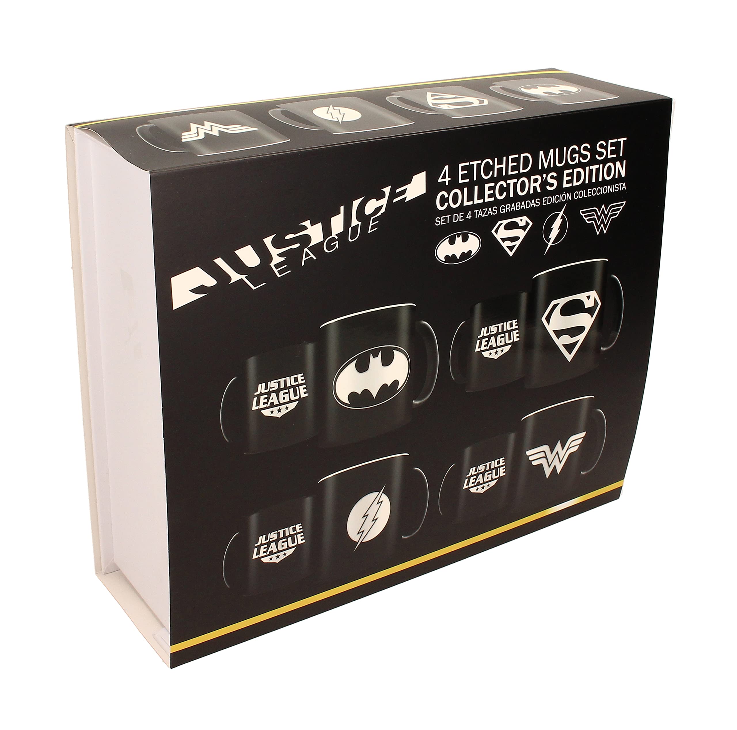 SD toys Tazas Grabados Laser Universo DC, Cerámica, Negro, 9x8x12 cm, 4 Unidades