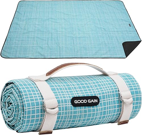 Miniatura 34 de Mantas de pícnic impermeables extragrandes y portátiles – Manta de playa plegable con correa de transporte Manta de parque para césped, Gris