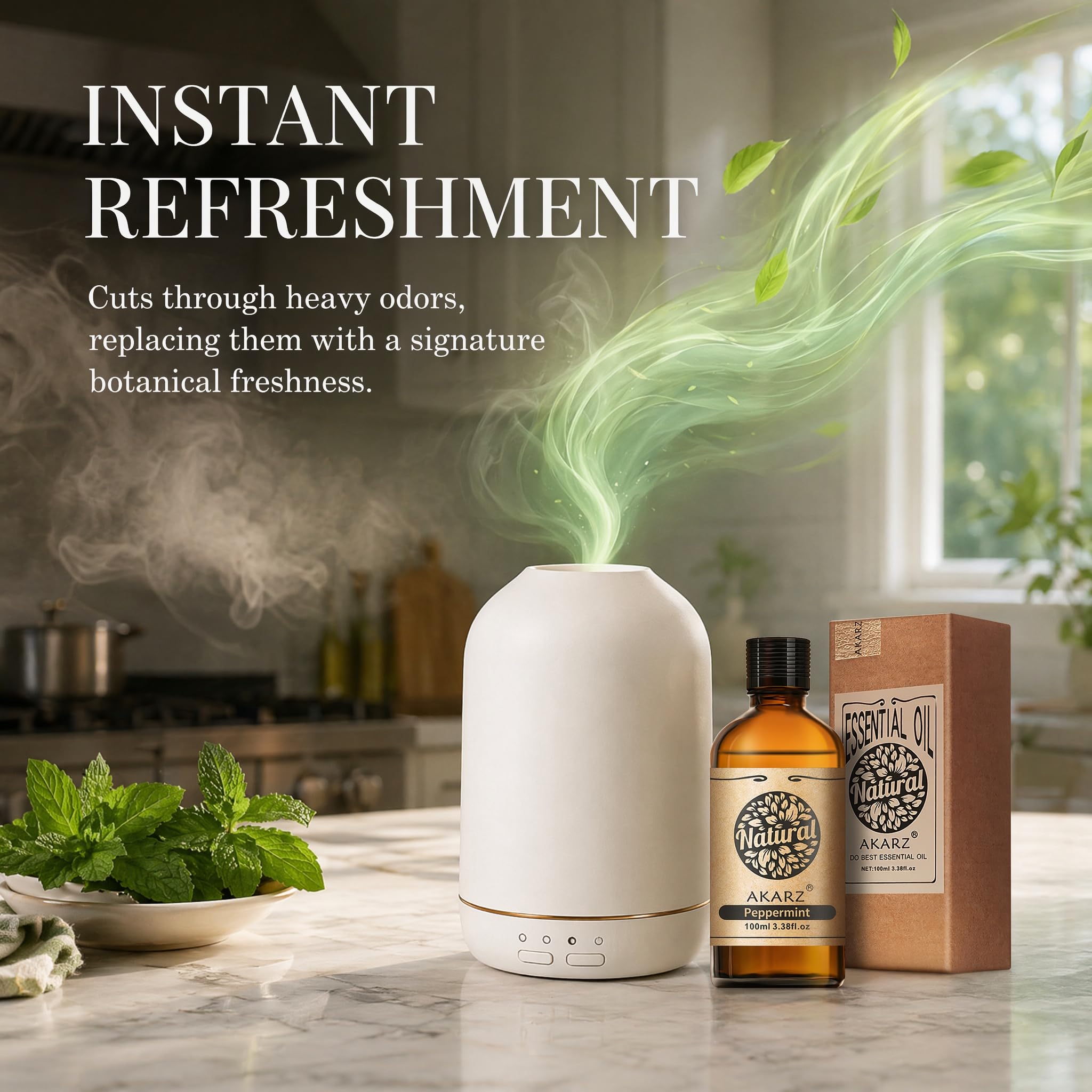 AKARZ 100ml Olejek esencjny z Miaty - Naturalny olejek aromatyczny do dyfuzorów, lamp aromatycznych i aromatów pomieszczeń