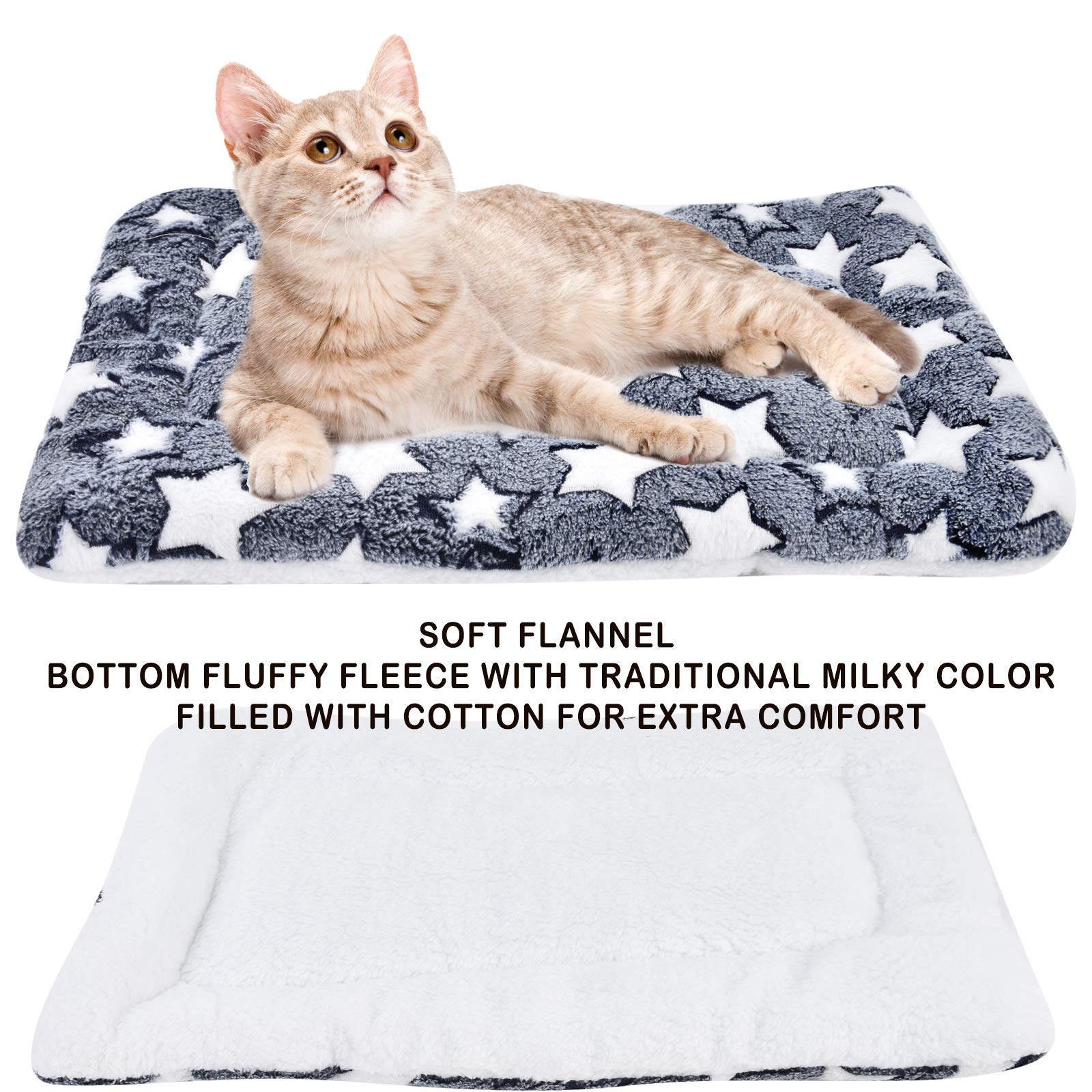 Gemütlich Flanell Fleece Haustiere Softe und Warme Haustiere Bed Für Hunde/Katzen XZ006 (Blue Background & White Stars, 49 * 32 cm)