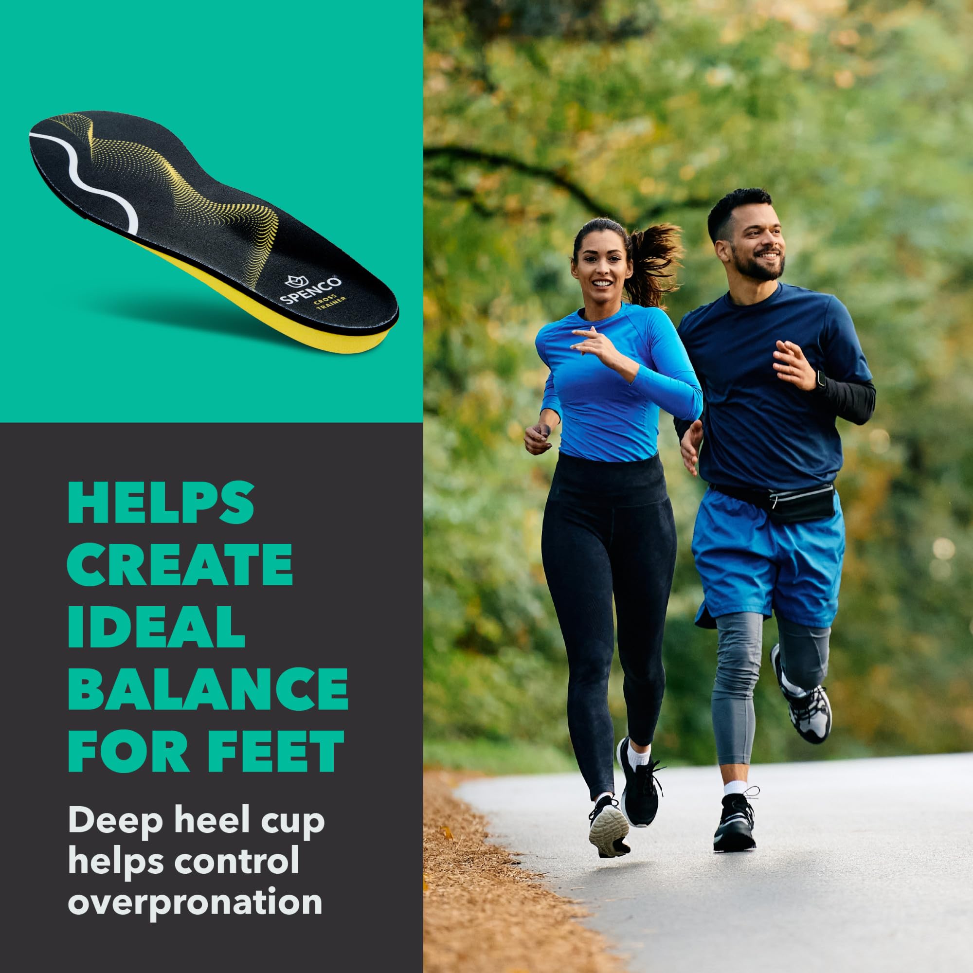 Spenco Polysorb - Plantillas atléticas de entrenamiento cruzado, con soporte de arco, para mujer 9-10.5/hombre 8-9.5