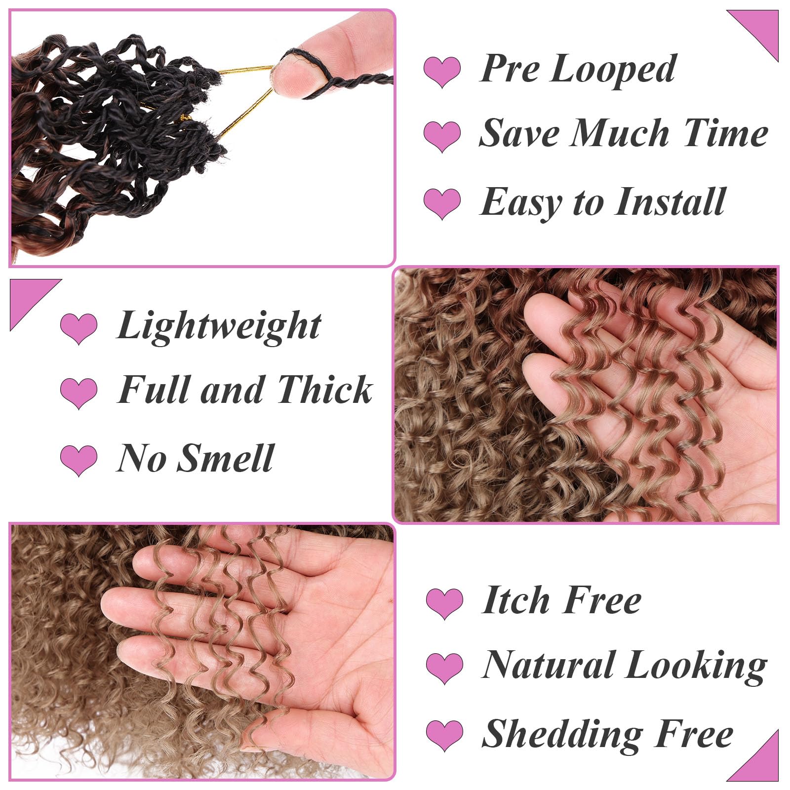 Samtress 8 Packs Micro Kinky Curly Crochet Hair 12 Inch Omber Pre Looped Micro Curly Twist Crochet Hair Synthetic for Black Women (#1B3027) - Image 3
