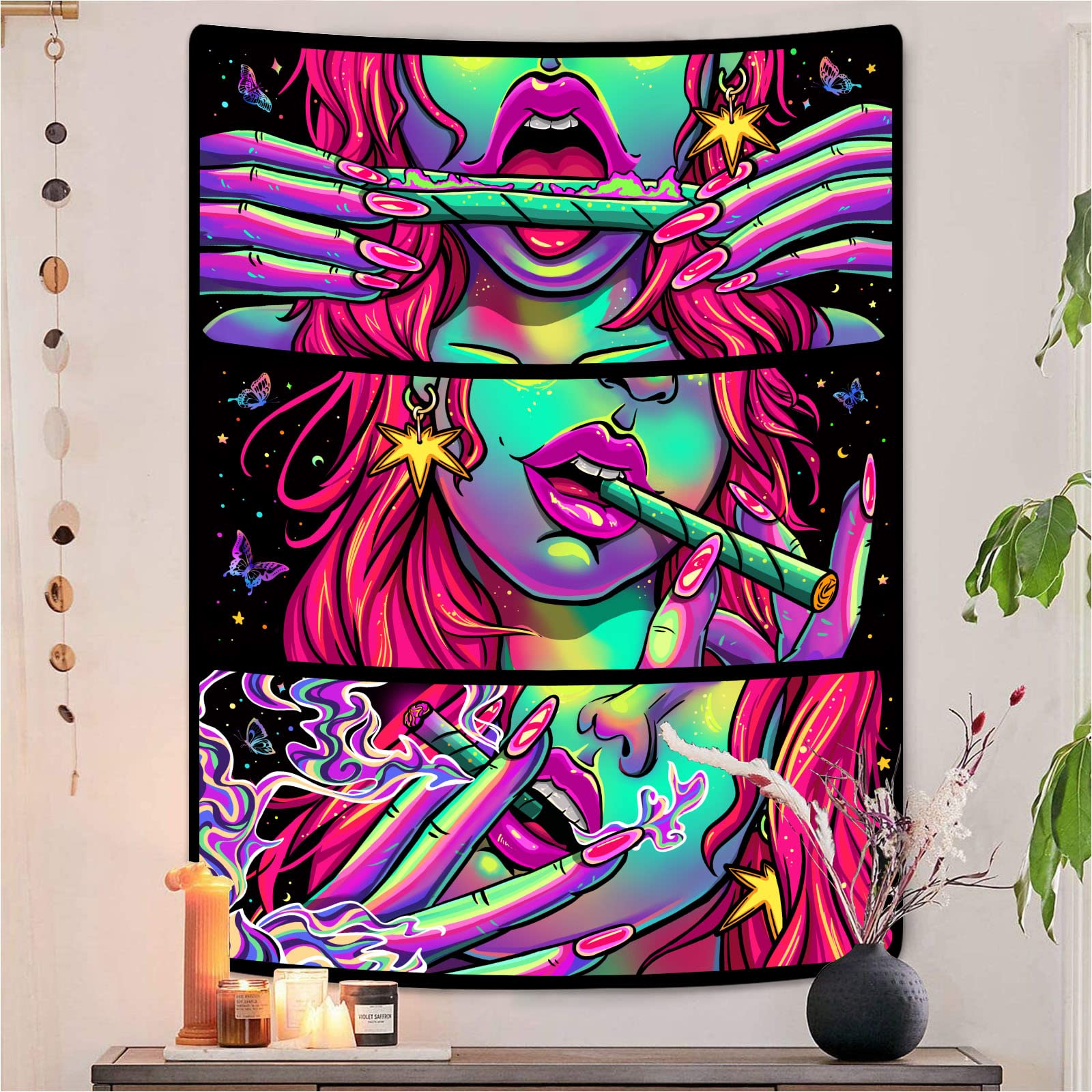 Accnicc Trippy Girl Tapestry (Pink, 36'' × 48'')
