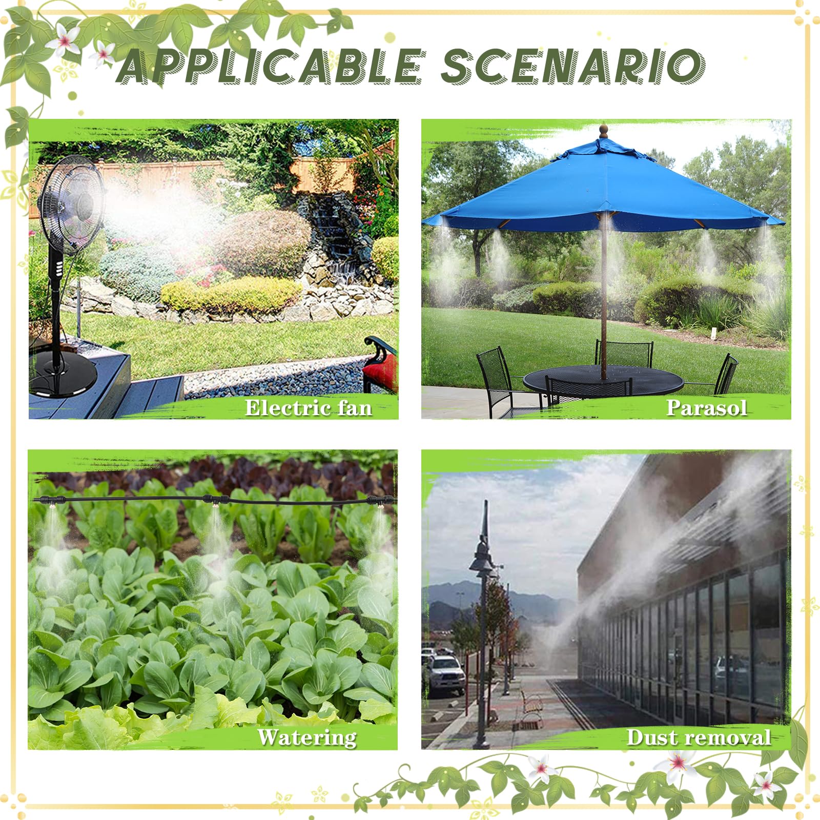 Nebulizzatore Da Esterno A Piantana Con 5 Ugelli In Ottone, Altezza Regolabile Da 36 A 116 Cm, Kit Raffrescante Per Patio E Giardino - 2