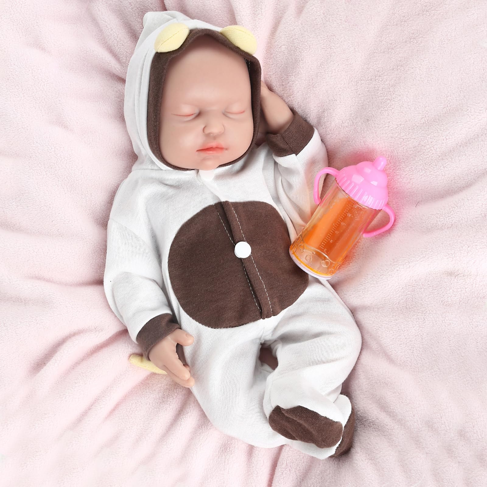 Vollence 14 inch Reborn Silicone Baby Dolls Lifelike Realistic Newborn Platinum Babies Toys for Kids Children Birthday Christmas Toys Gifts - Girl