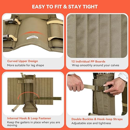 Miniatura 5 de GearOZ Polainas de serpiente, impermeables para las piernas inferiores, protectores de serpientes, polainas protectoras de mordedura de serpiente,