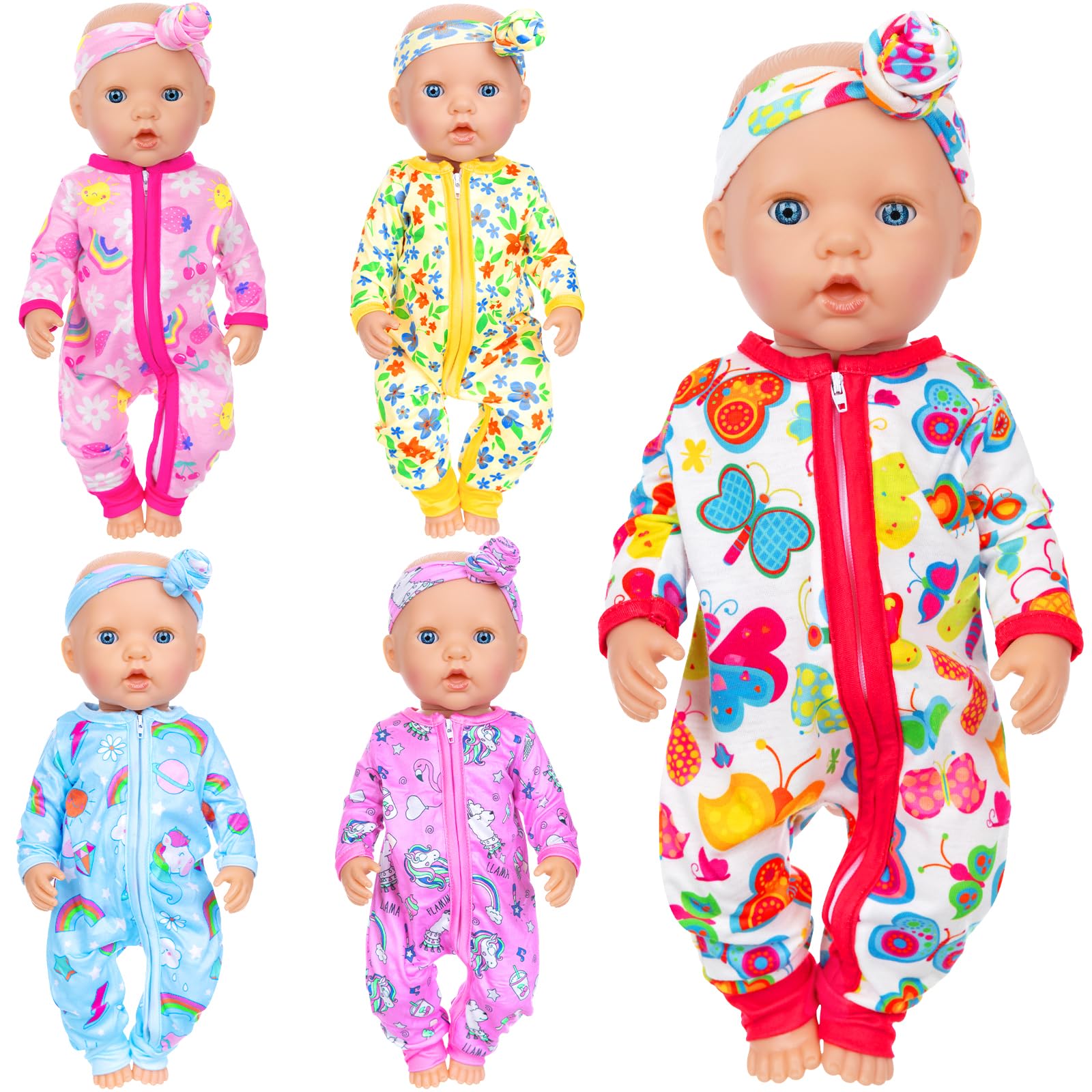 ZITA ELEMENT 5 Sets 14-18 Inch Baby Doll Clothes Outfits Casual Wear for 17 Inch Baby Doll Clothes 10 Pcs Doll Clothes and Accessories for 15 Inch Doll to 18 Inch Doll