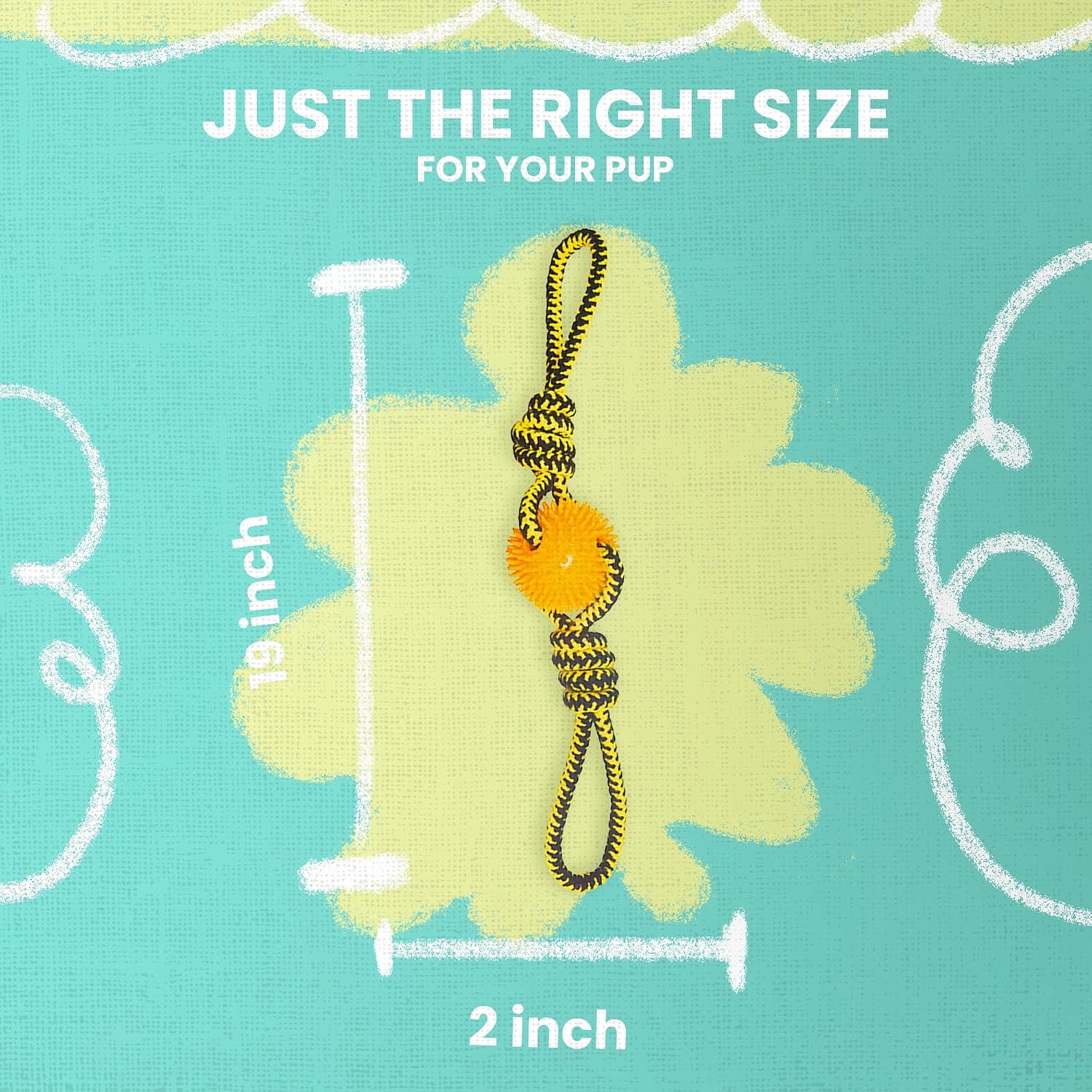 Snugarooz Spikey Baby Rope Dog Toy – 2-in-1 Tug - Chew & Fetch with Stretchy Cotton Rope & Spikey Rubber Ball – Non-Toxic - Assorted Colors