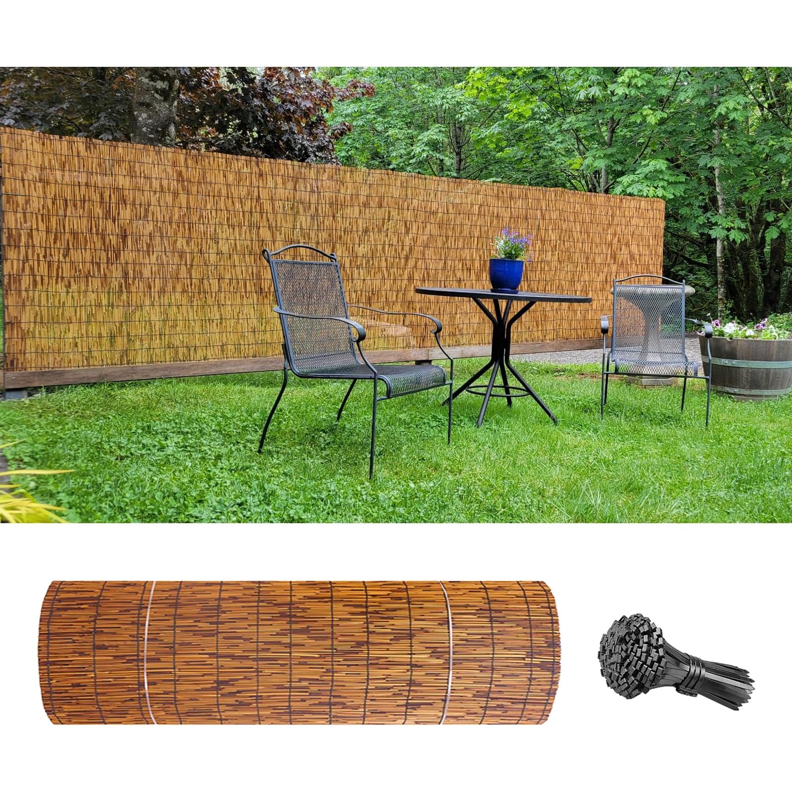 Generico bambù Recinzione per Esterno Giardino, Privacy Stuoia in Canne Larghezza: 50-180 Cm, Balcone Recinzione in Cannette, Bamboo Stuoia per Esterno Cortile Terrazza Piscina Decorative(60 * 500cm)