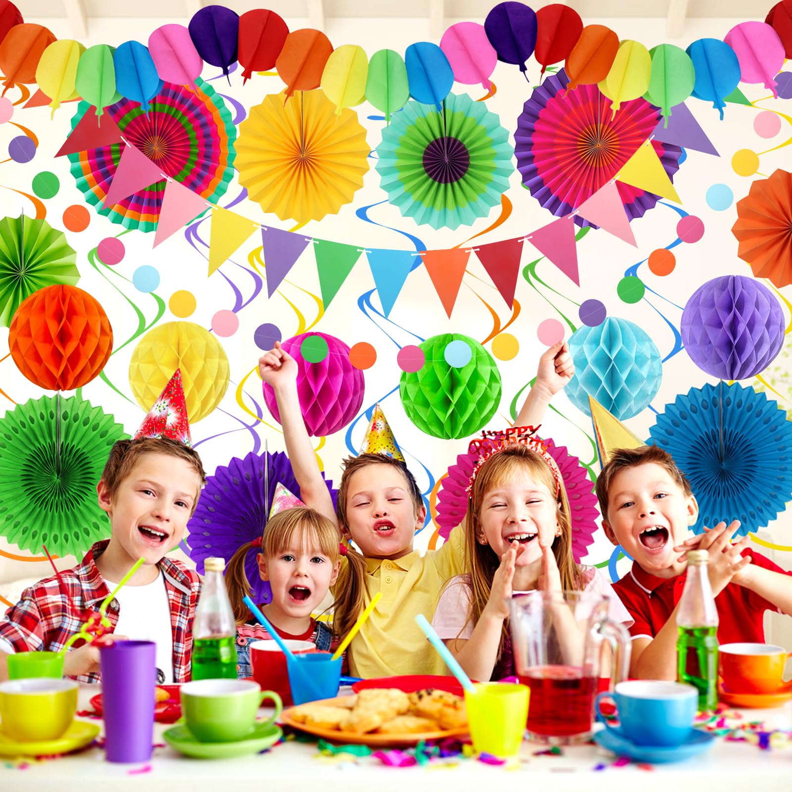ZERODECO Feestdecoratie, papieren honingraatballen, slinger voor feestdecoraties, verjaardag, zwart goud