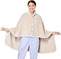 Vista 8 de XING YE CHUAN Fleece Wearable Blanket, Comfy Poncho Throw with Buttons, Plush Sleeveless Blankets, for Women Cape Wrap Cover