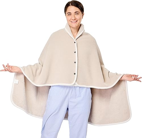 Miniatura 10 de XING YE CHUAN Manta de forro polar, cómoda manta de poncho con botones, manta de felpa sin mangas, para mujer, cubierta de capa para diseño ligero