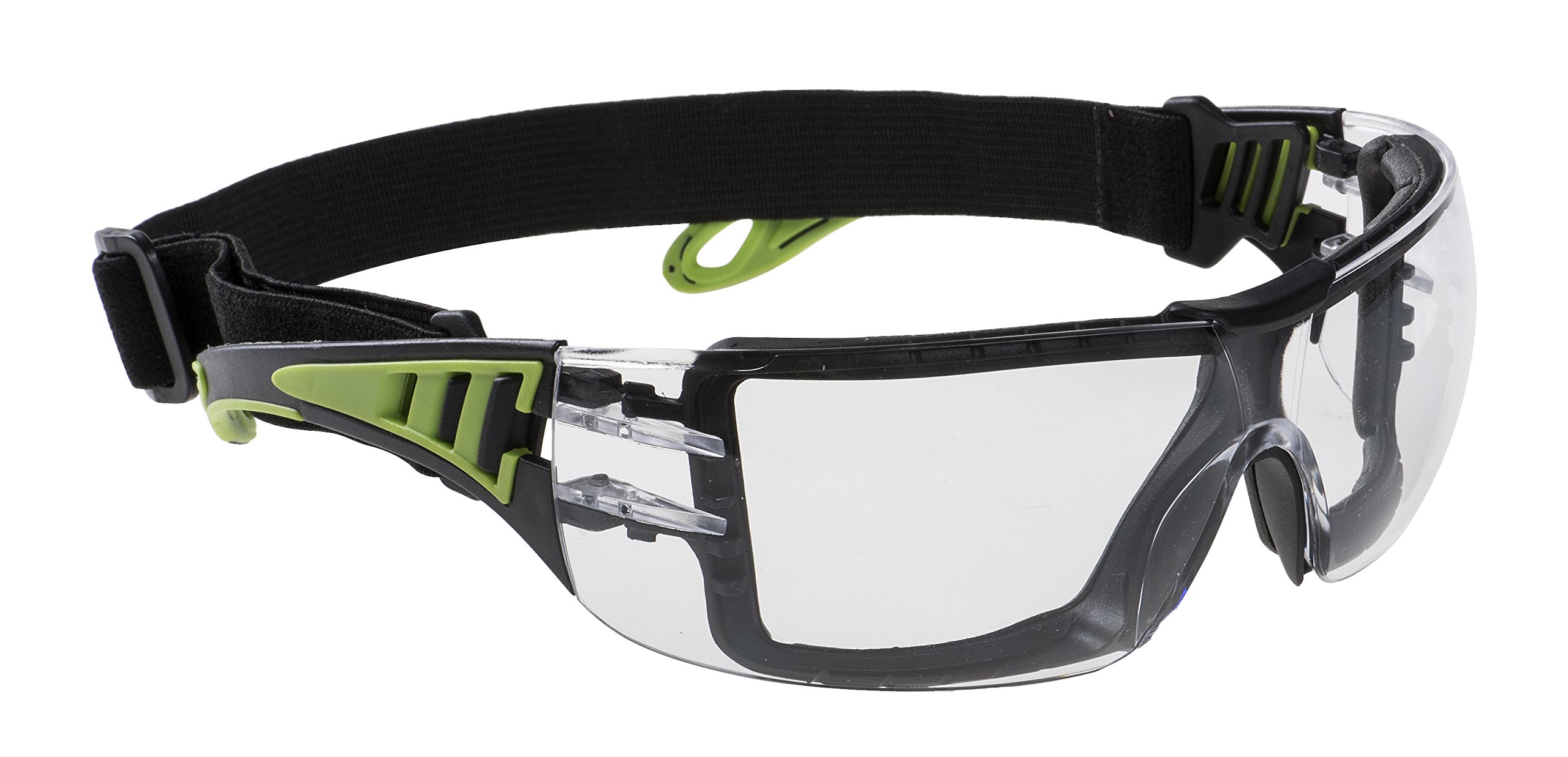 Tech Look Plus Impact Resistant Ventilated Hybrid Safety Glasses/Goggles With Elasticated Headband & Foam Face Seal (Clear Lens)