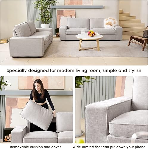 Miniatura 4 de COOSLEEP Sofá moderno de 71.2 pulgadas para dormitorio, sofá biplaza con funda extraíble, reposabrazos anchos, cojines de resorte y marco de madera