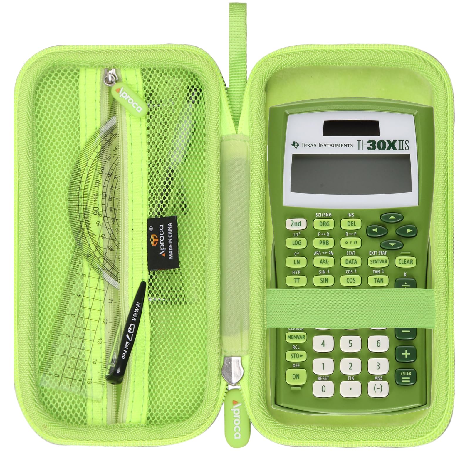 Aproca Calculator Case Compatible with Texas Instruments TI-30XIIS / TI-30X IIS 2-Line/Casio FX-991EX Fx-82es Plus Scientific Calculator, Storage Bag - Green (Case Only)