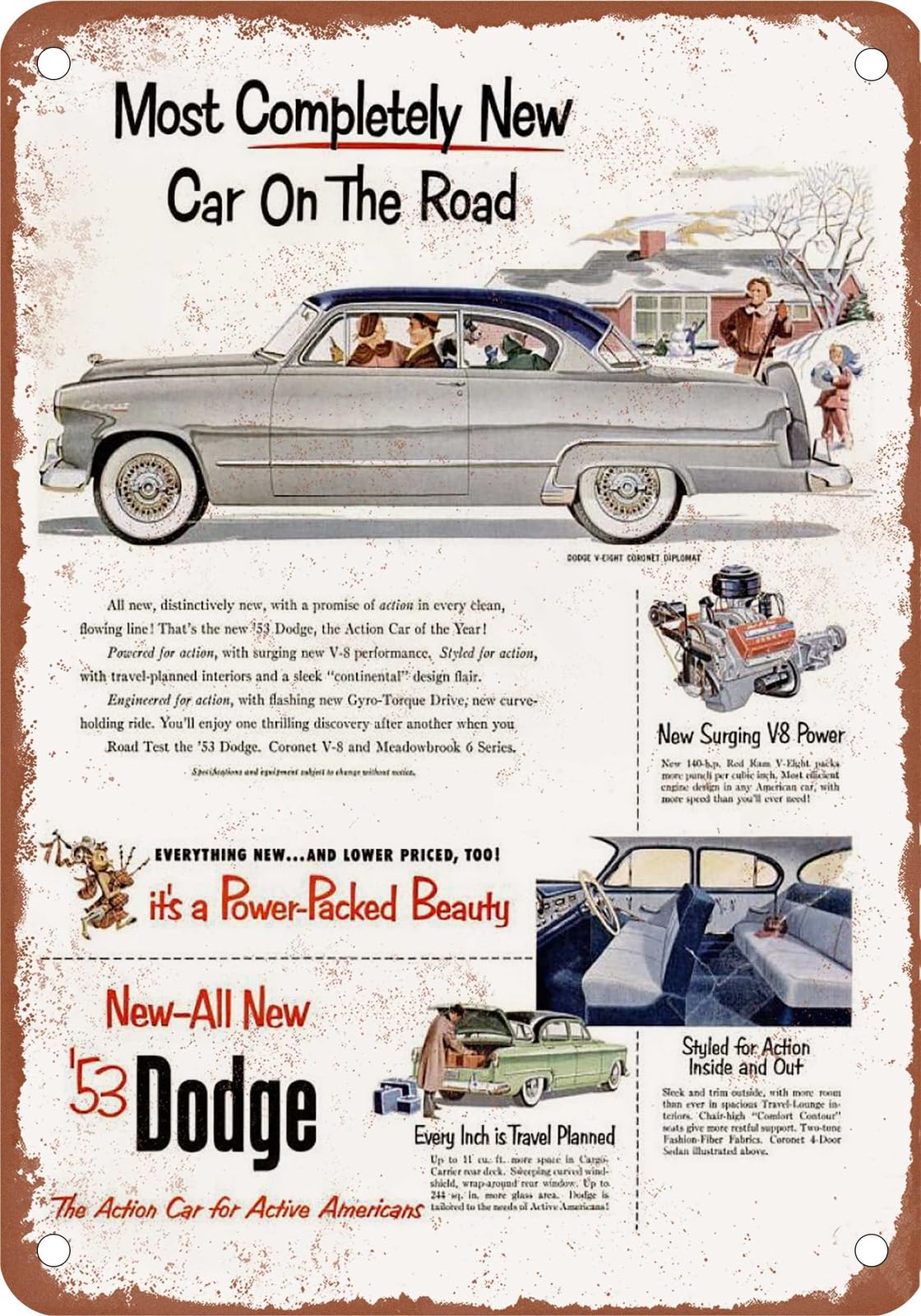 METAL SIGN - 1953 Dodge Vintage Ad 04 - Old Retro Rusty Look home decor