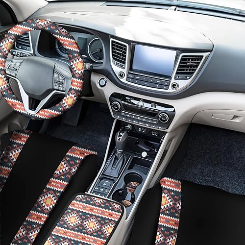 Miniatura 18 de Frienda Juego completo de 13 fundas de asiento de automóvil con estampado de vaca para mujeres y hombres, accesorios de automóvil con estampado