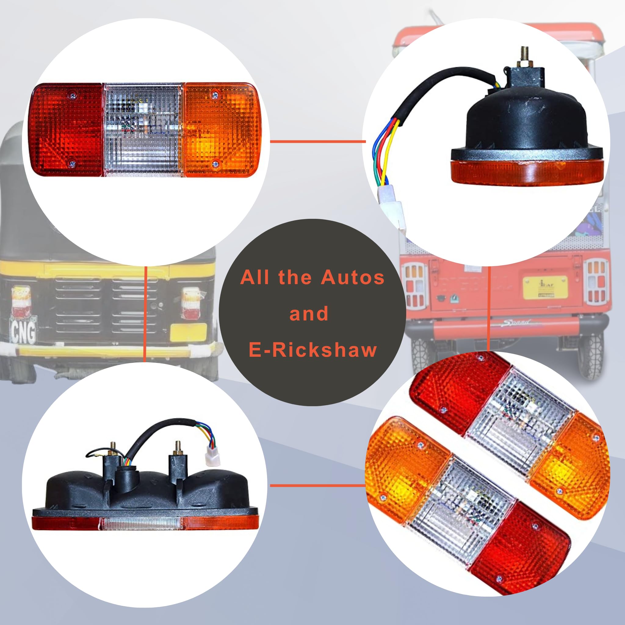 APSMOTIV Tail Light Back light Assembly for JCB & Piaggio APE BS2 Auto with Wiring and Bulb (set of 2) - Image 7 thumbnail