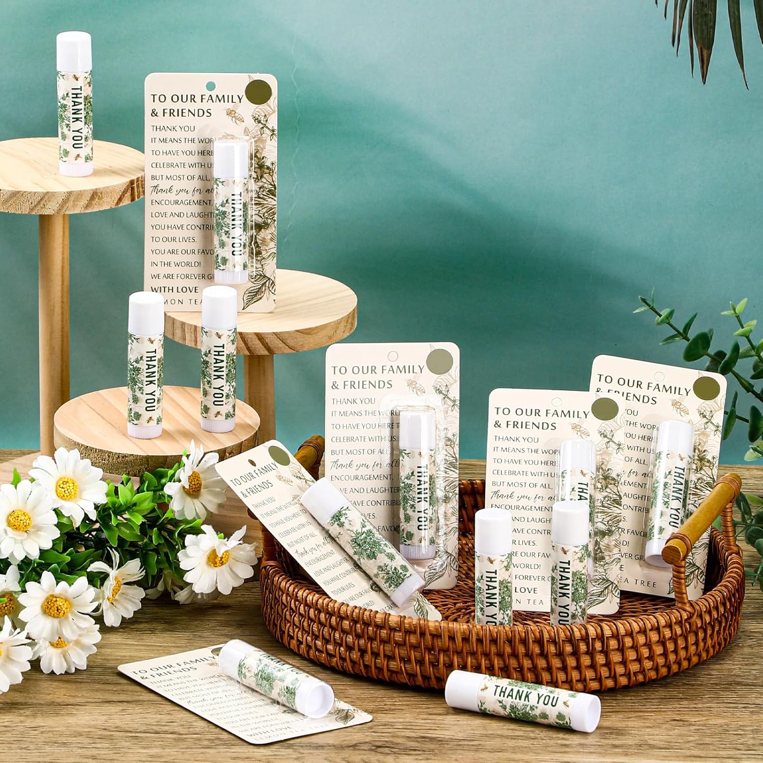 36 Pcs Green Chinoiserie Wedding Favor Gift for Guests Lip Balm Lemon Tea Tree Scent Baby Shower Favors for Gender Reveal Games Prizes Bridal Shower Party Supplies