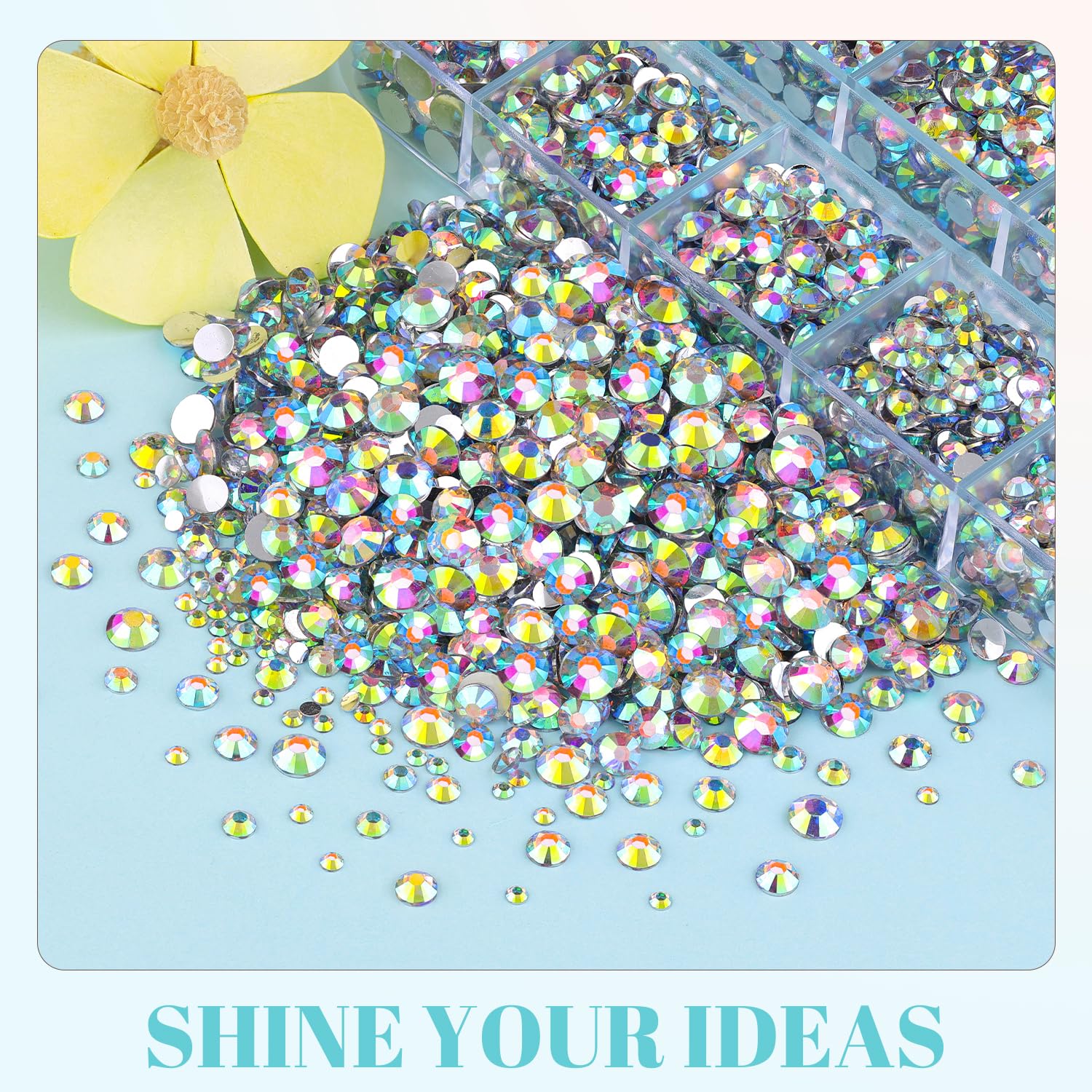 12100Pcs Resin Rhinestones for Crafting with 3Pcs 10ml B7000 Jewelry Glue, 2 Boxes Flatback Crystals Diomand (AB) for Bedazzling Crafts DIY Nail Art Makeup，Non Hotfix Gems for Clothing Shoes