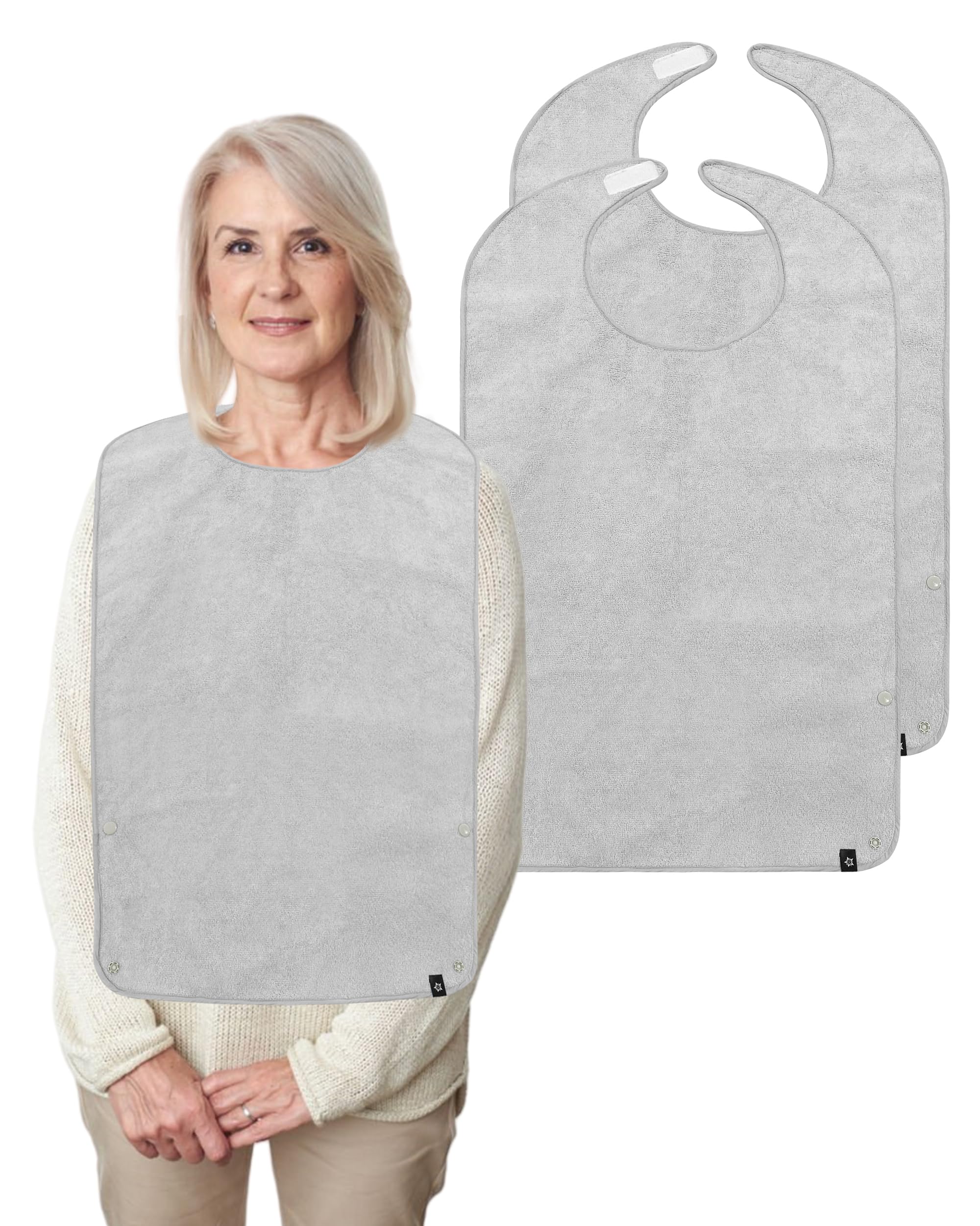SPRING SEAON Adult Bibs WashableTowel Bibs for Eating Unisex Gift for Elderly Women Men Dining Clothing Protectors 2 Pack