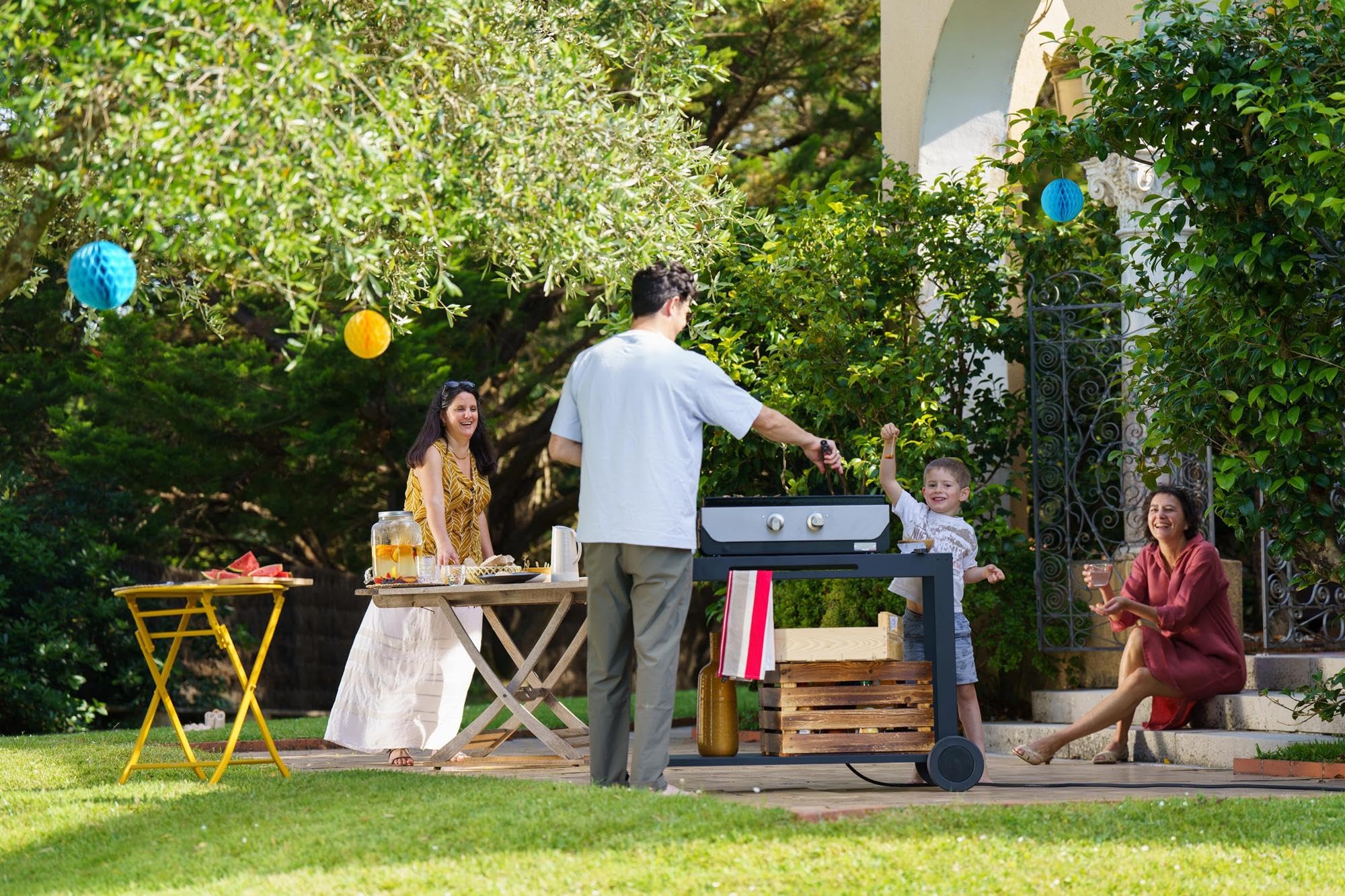 LE MARQUIER Table Desserte 110 XL Noire pour Plancha et Barbecue extérieure