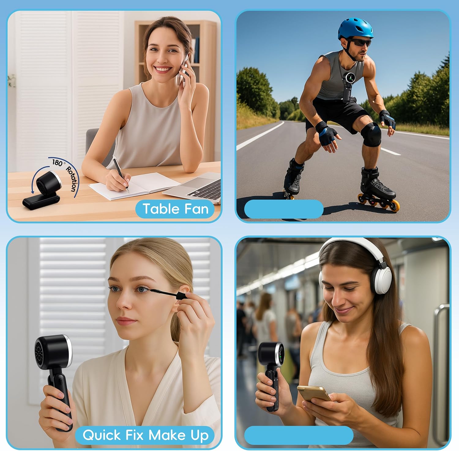 Jancane Personal Handheld Fan,High-Speed Turbo Fans,5-Speed with LED Display,Powerful Motor,4000mAh,USB Rechargeable Portable Cooling Fan for Outdoor Activities,Travel,Working,Black - Image 8