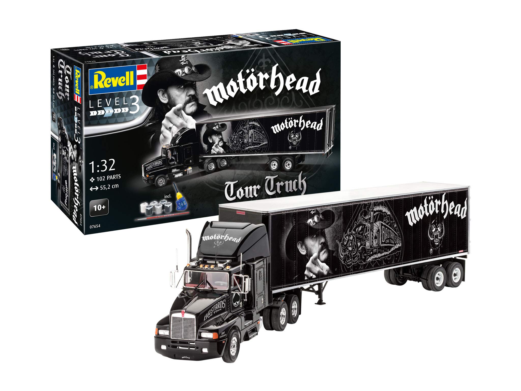 Revell RV07654 07654"Motörhead Tour Truck Model Gift Set Includes Paints, Glue & Paintbrush 1:32 Scale kit, Unpainted