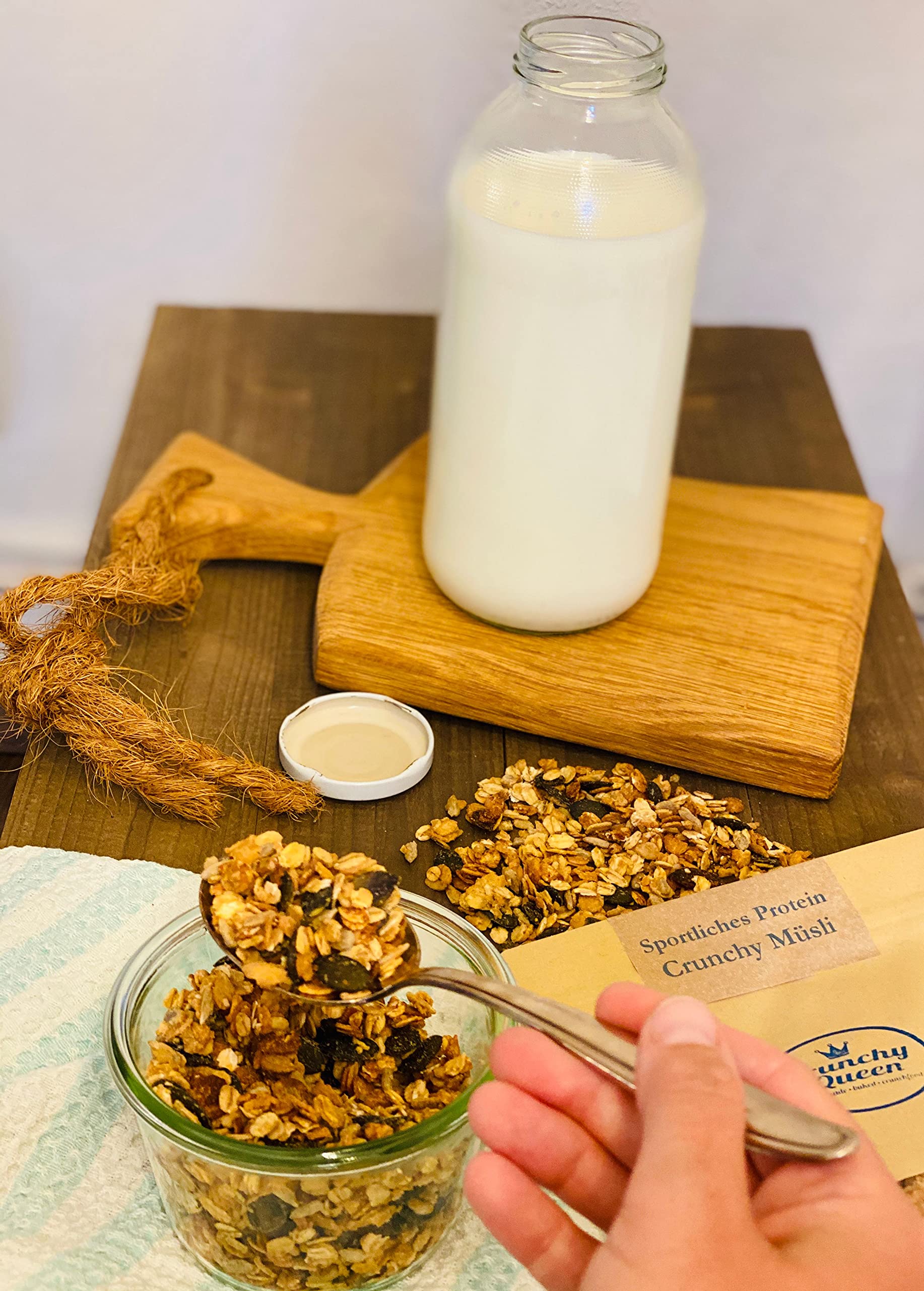 Protein-Knuspermüsli Probierpaket | Sparpaket | 30% Eiweiß | Handgemacht | High Protein & Low Carb Müsli | Vegan | Müsli ohne Zucker | Erdnussmus | 3x 340g Packung