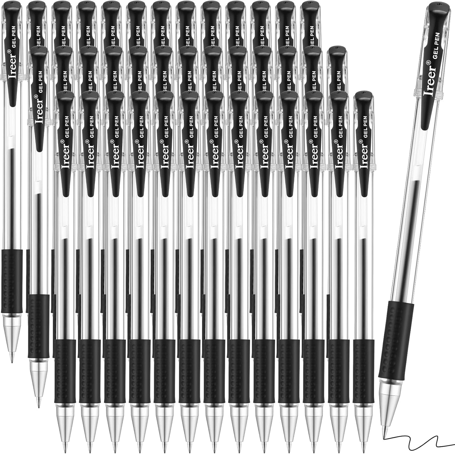 Ireer 150 Pack Black Gel Pens Bulk, Fine Point Rollerball