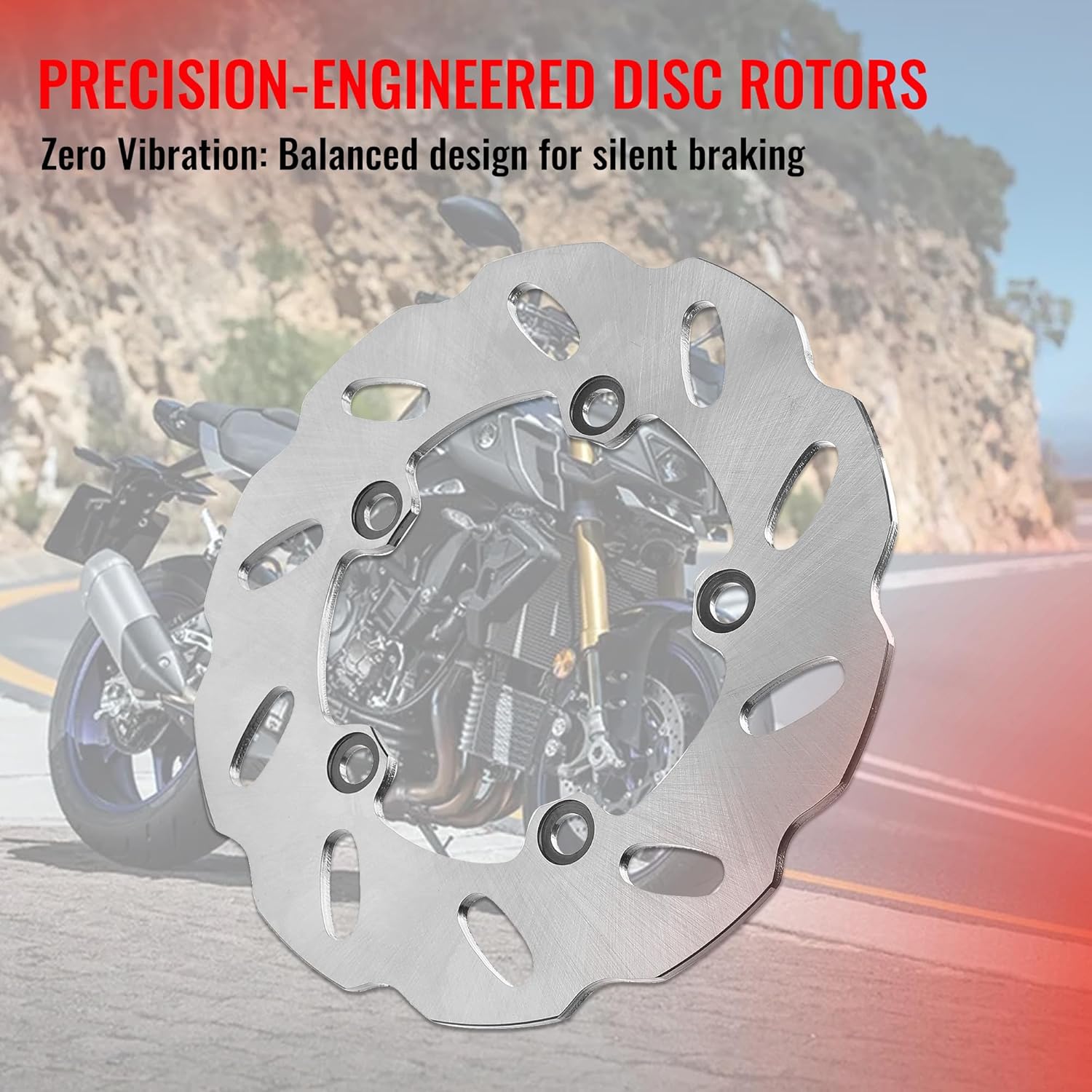 220mm Brake Rotor Disc Rear Compatible with Yamaha YZF R1 R6 2004-2022, Fit for MT10 FZ10 2016-2020, MT10 SP 2017-2018, Update 420 Stainless Steel Motorcycle Rotor