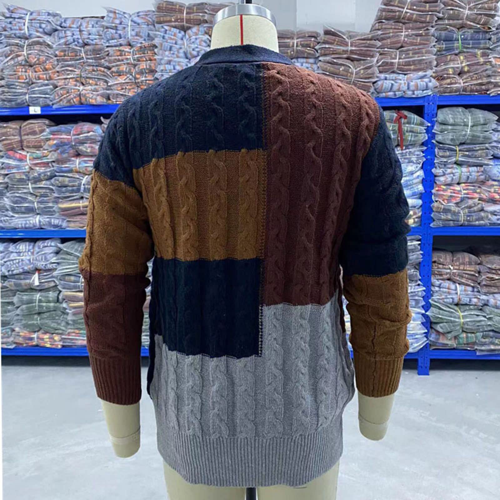 Giacca a Maniche Lunghe del Maglione a Maniche Lunghe del Cardigan di Contrasto degli Uomini