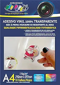 Papel Fotográfico, Inkjet, A4, Vinil Adesivo Transparente 110 g, Pacote com 10 Folhas, Off Paper
