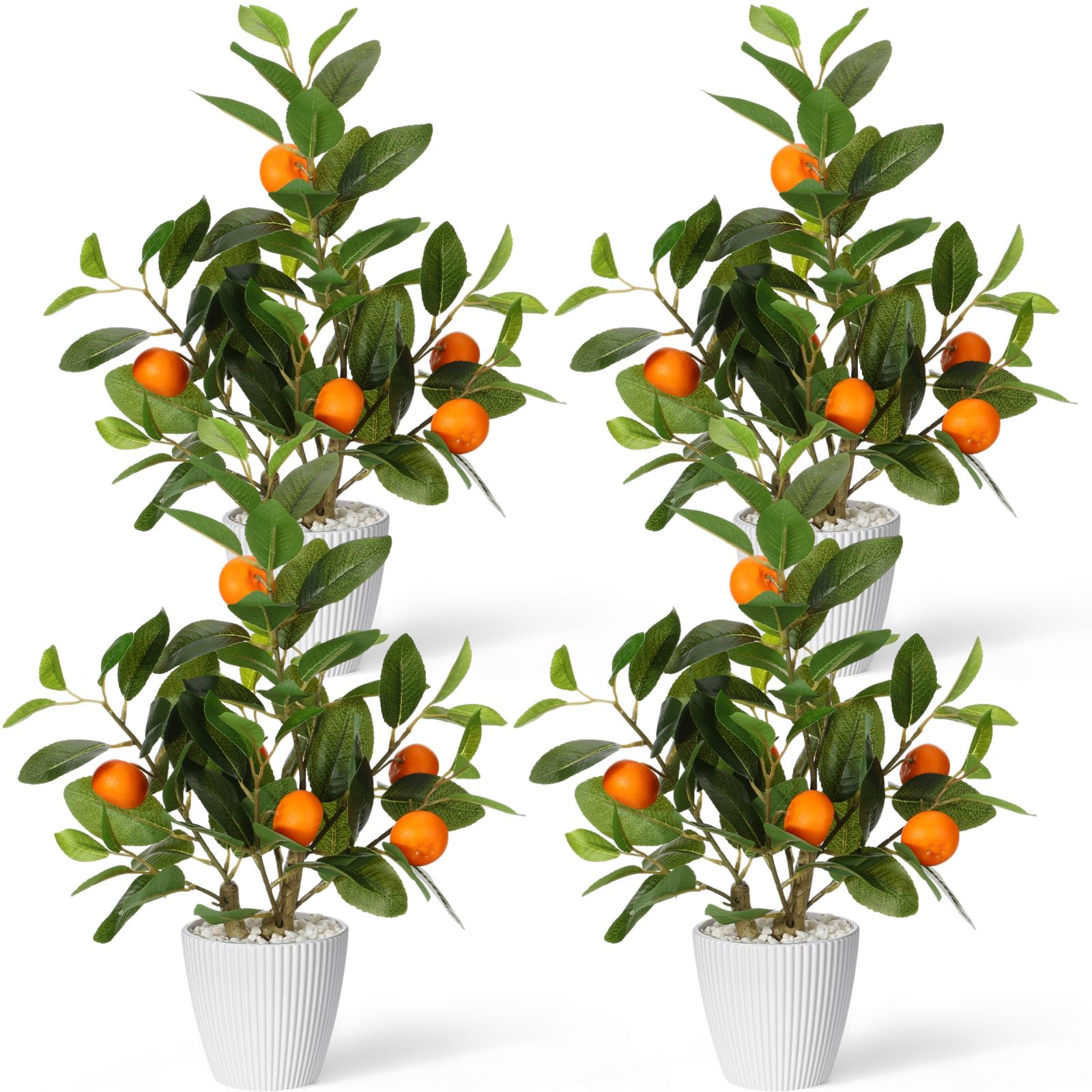 Photo 1 of Suncalla 4 Pack Artificial Orange Potted Plants 19.7 Inches Fake Orange Tree Simulation Realistic Fruit Plant with Pot Faux Tree Indoor Decoration for Home Office Living Room Table Desk
