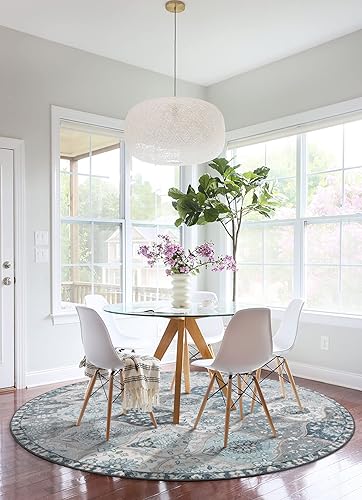 Miniatura 6 de Lahome Alfombra redonda lavable de enrejado marroquí, alfombras redondas suaves de 6 pies, ultrafina, antideslizante, alfombra vintage de círculo