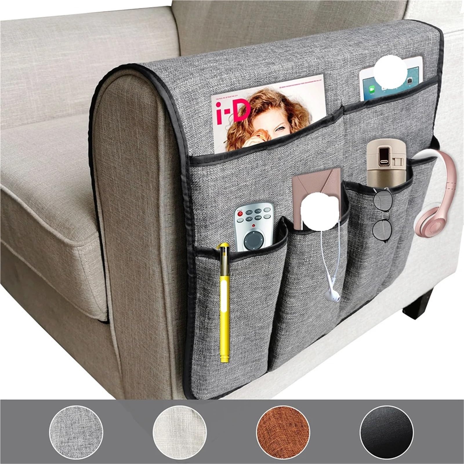 Bolsa for reposabrazos de sofá, Soporte for Mando a Distancia, sillón, Bolsillo, Organizador for reposabrazos para Sofá，Sillón(Beige)
