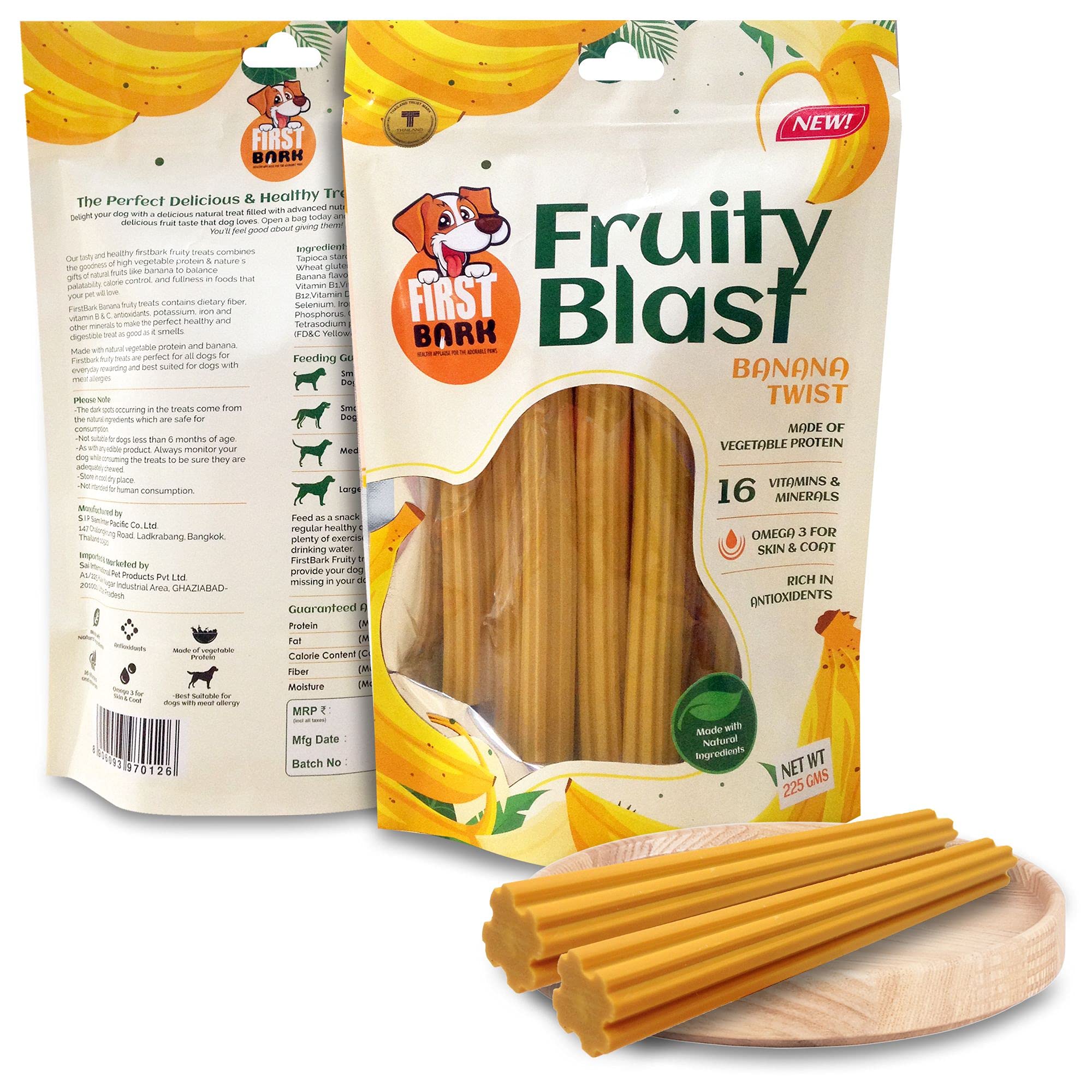 Fruity Blast Dog Treat Banana Twist (2 X 225G) with Free Jerhigh Milky Stick 20G (Newly Launched) Sold by Dogsncats,All Life Stages, 1 Count