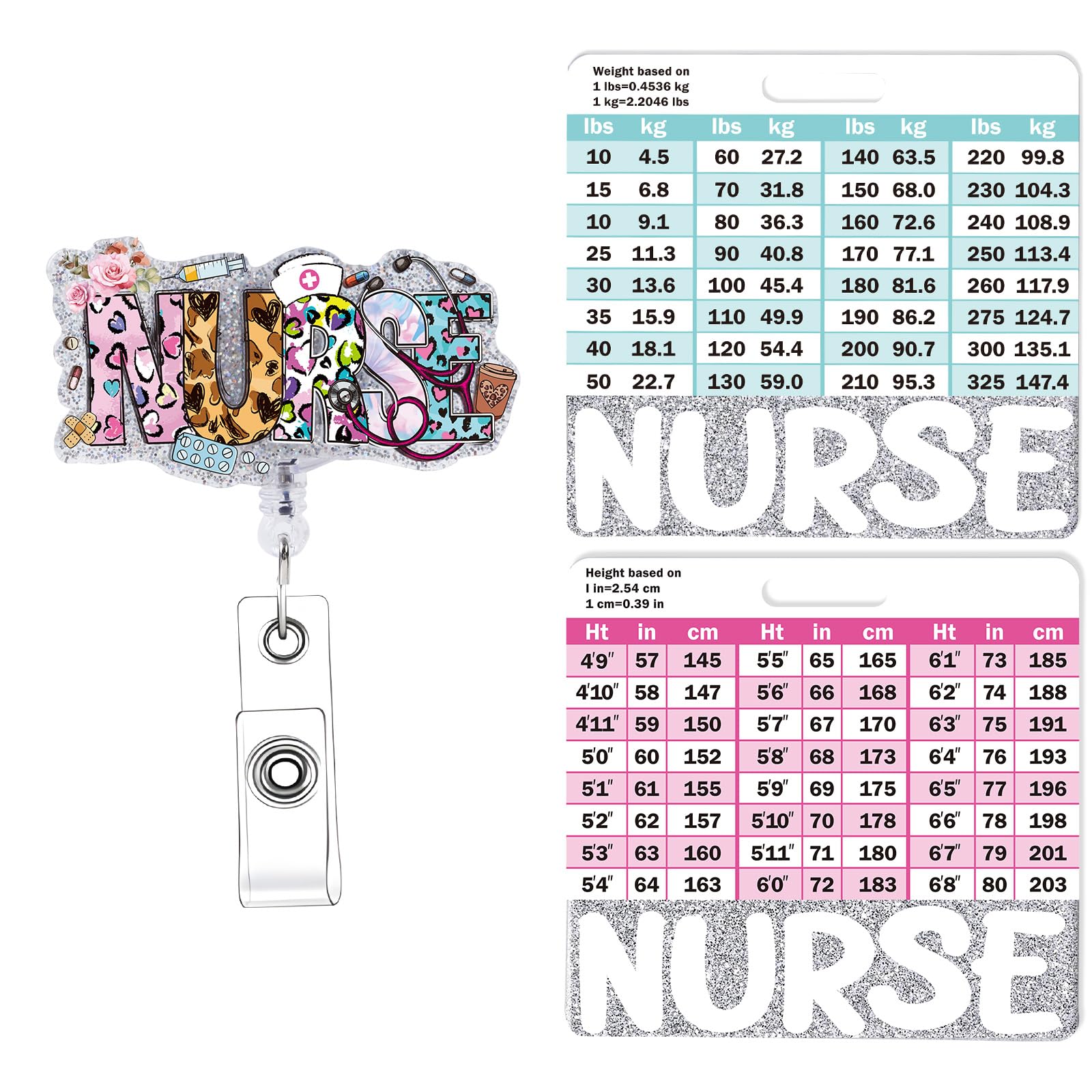 Cosmisun Nurse Badge Reel Retractable - Nursing Badge Reel with Badge Buddy Card Badge Reels Retractable Badge Holders with ID Clip for Nurses Nursing