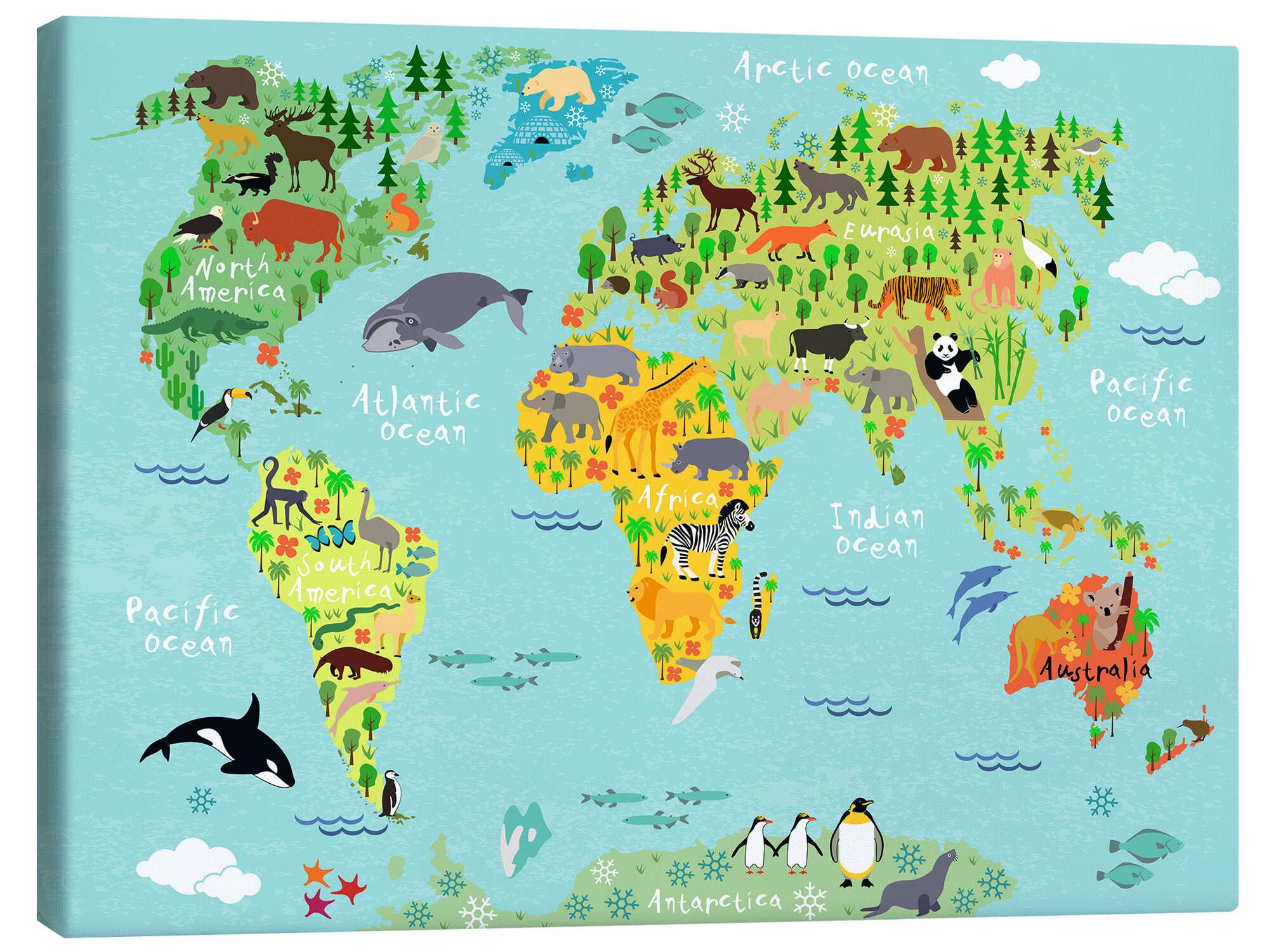 Animal Worldmap Obraz na płótnie