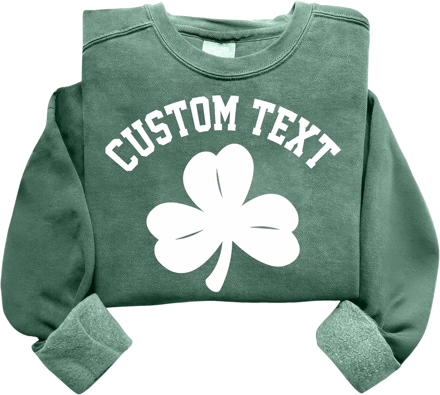 GODMERCH Personalized Shamrock Sweatshirt With Custom Text, St Patricks Day Theme Pullover, Unisex Crewneck Shirt, Irish Clover Graphic Top, Custom Name Design