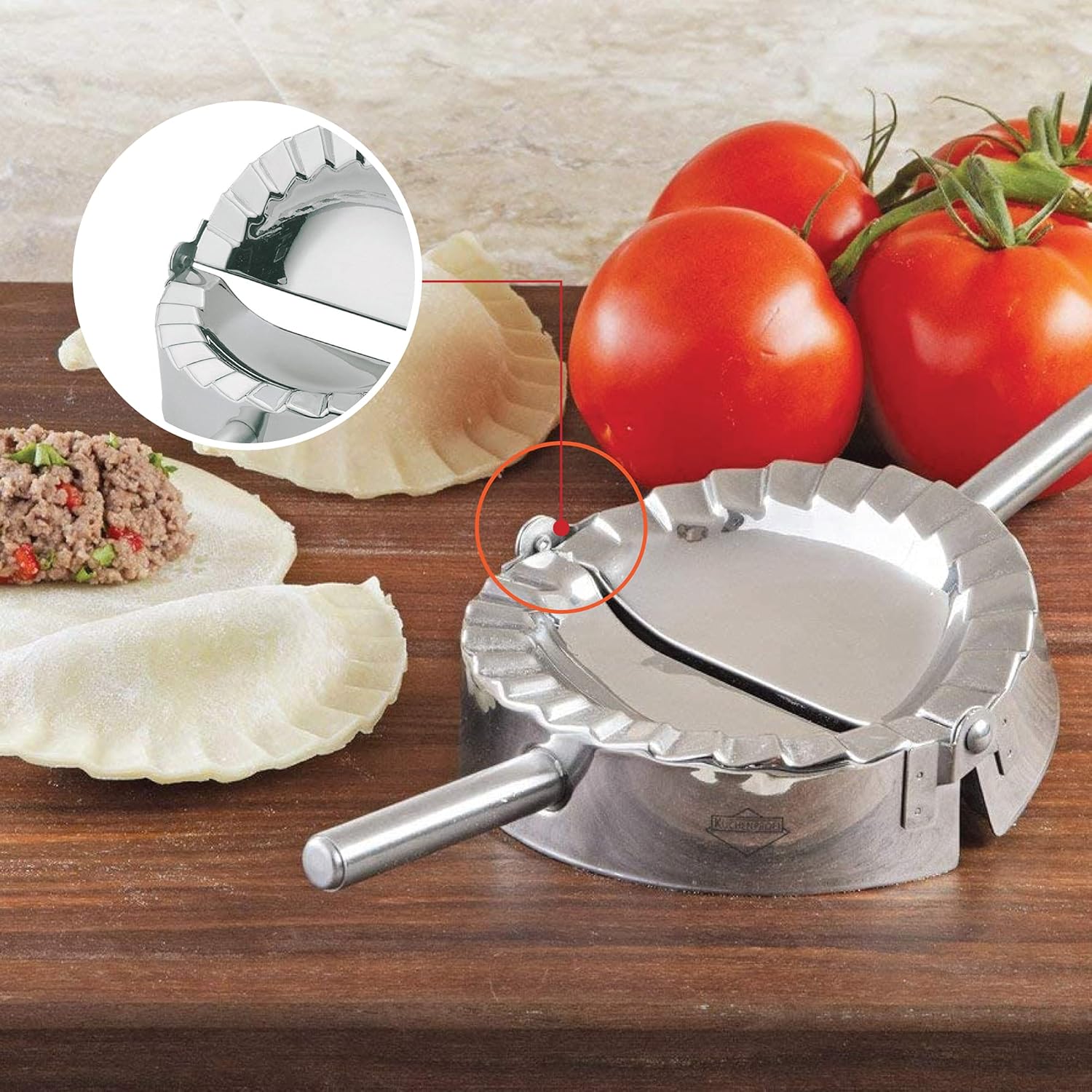 Küchenprofi Ravioli, Pierogi, and Dumpling Maker, 18/8 Stainless Steel Pasta and Pastry Press, Perfect for Molding and Sealing Fresh Stuffed Pasta and Pastry Dough, 4 Inches