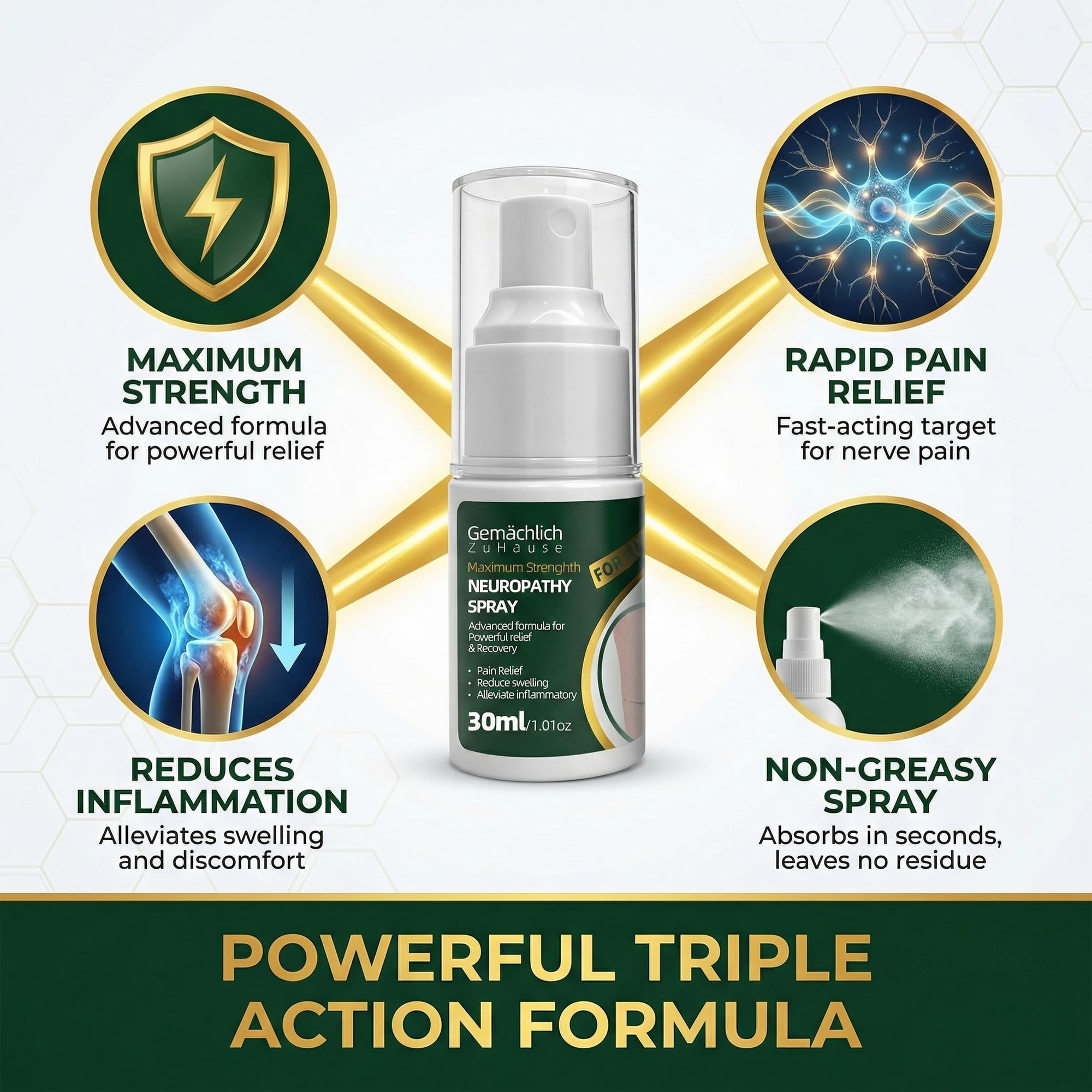 NDC Listed Lumbar Pain Relief Arnica Spray - Maximum Strength Arnica for Sciatica and Lower Back Stiffness - Instant Warming Action for Disc Symptoms - Non Greasy Mess Free Mist30 mL — Amazon image 2