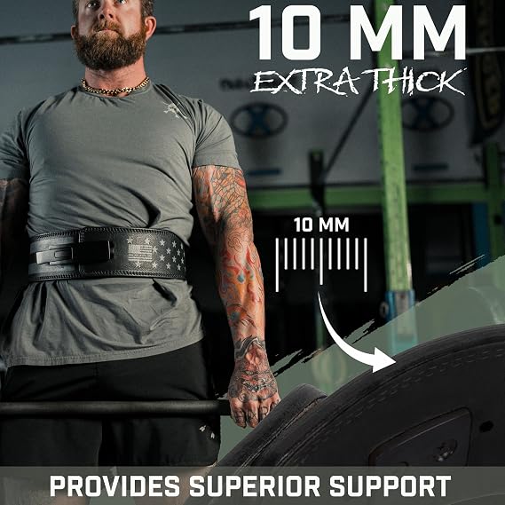 Weight Lifting Belt - Lever Gym Belt for Weightlifting, 10mm Leather Weight Belt for Men - 4 Inches Wide for Support & Stability for Workouts, Powerlifting, Bodybuilding, Fitness & Crossfit