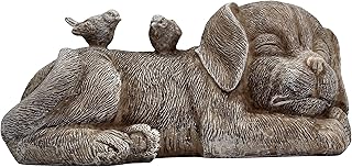 Gift Essentials Pet Memorial Statue, Dog with Birds Pet Grave Marker or Garden Memorial Stone